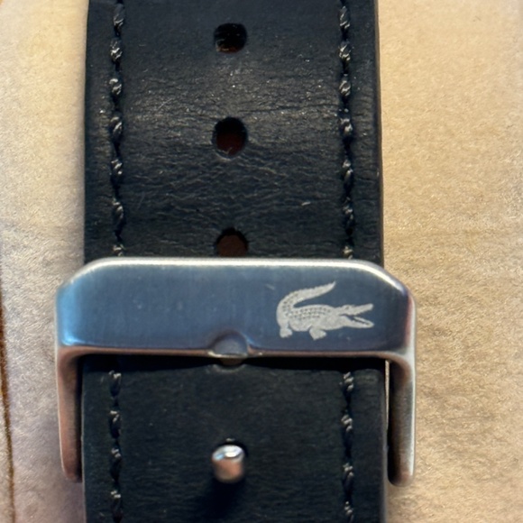 Lacoste Men’s Black Dial Leather Strap Watch Date Stainless Steel - Picture 4 of 7